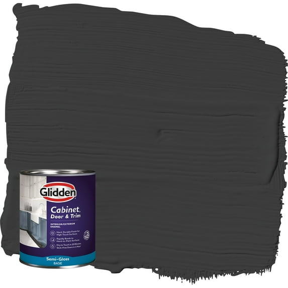 Glidden Cabinet Door and Trim Grab-N-Go Semi Gloss Paint, Black, 1 Quart