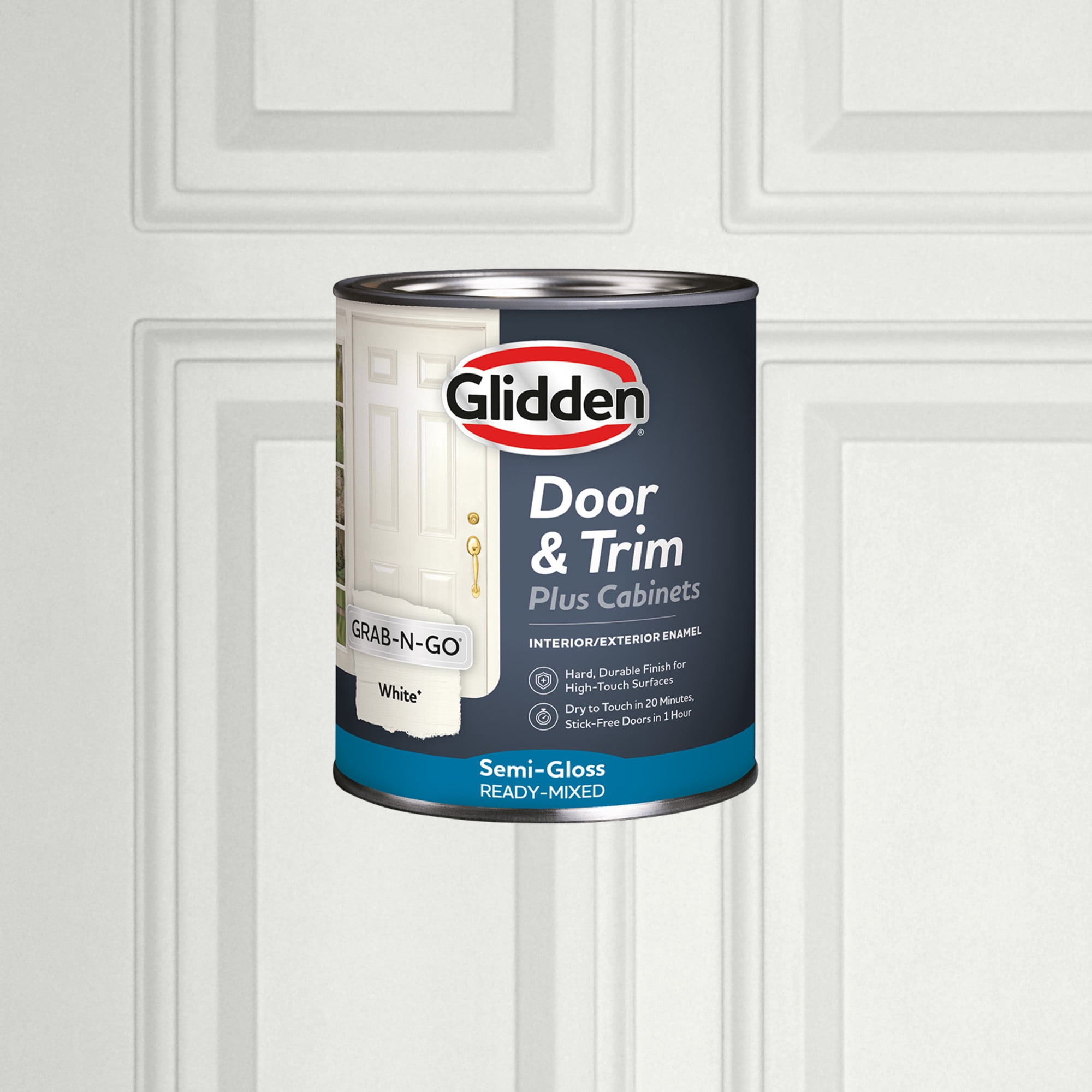 Glidden Cabinet Door and Trim Grab-N-Go Semi Gloss Paint, White, 1 Quart