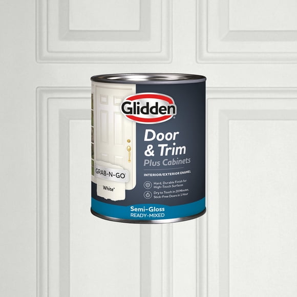 Glidden Cabinet Door and Trim Grab-N-Go Semi Gloss Paint, White, 1 Quart