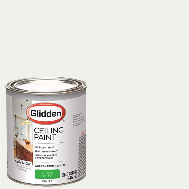 Glidden Ceiling Paint GrabNGo Interior Paint, White, Flat, 1 Quart