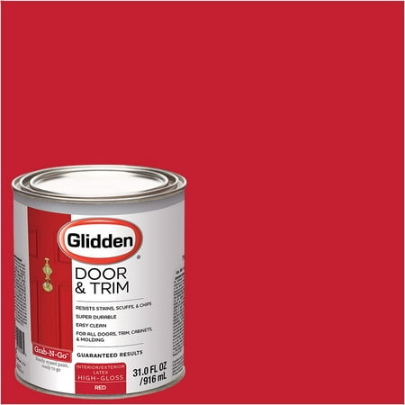 Glidden Door & Trim Grab-N-Go Interior/ Exterior Paint, High-Gloss, Red, 1 Quart