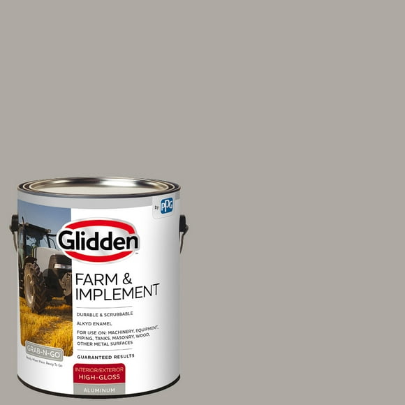 Glidden Farm & Implement Interior/Exterior Paint, Aluminum, High Gloss, 1 Quart