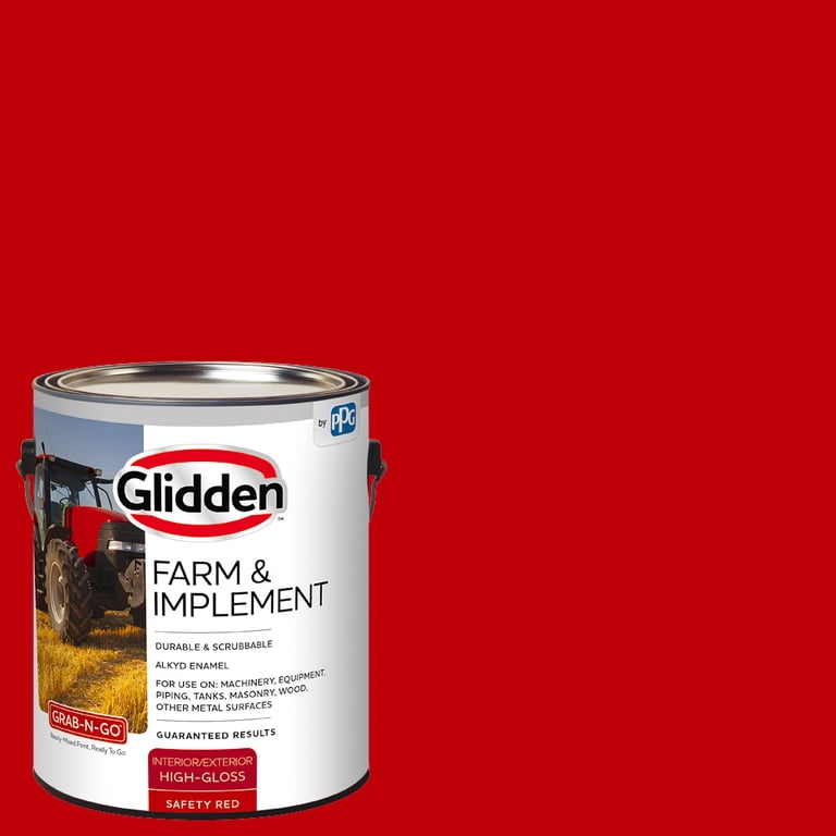 Glidden Farm & Implement Interior/Exterior Paint, Safety Red, High