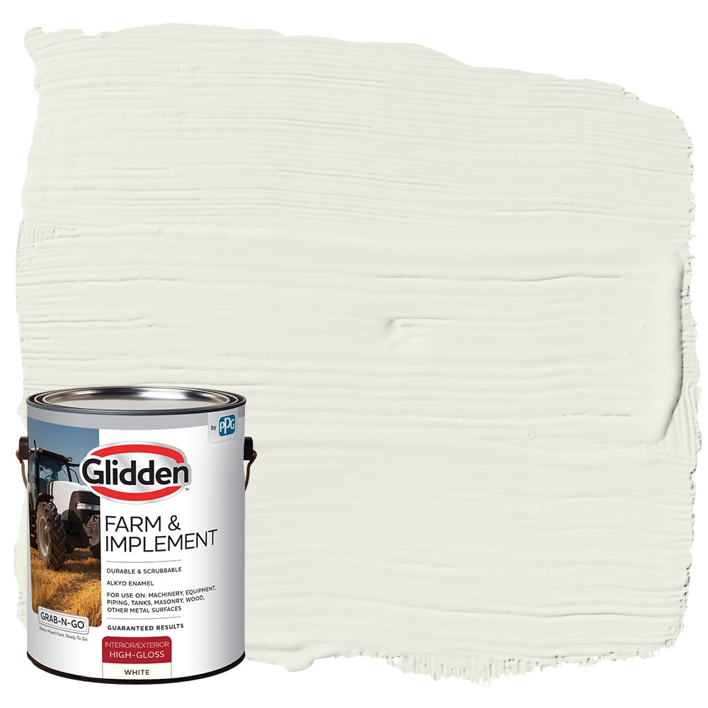 Glidden Farm & Implement Interior/Exterior Paint, White, High Gloss, 1