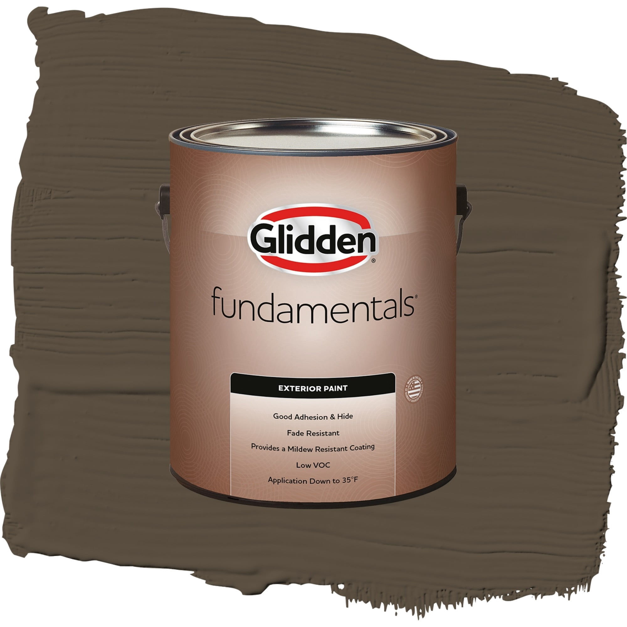 Glidden Fundamentals Afternoon Tea / Brown, Semi-Gloss Exterior Paint, 1 Gallon