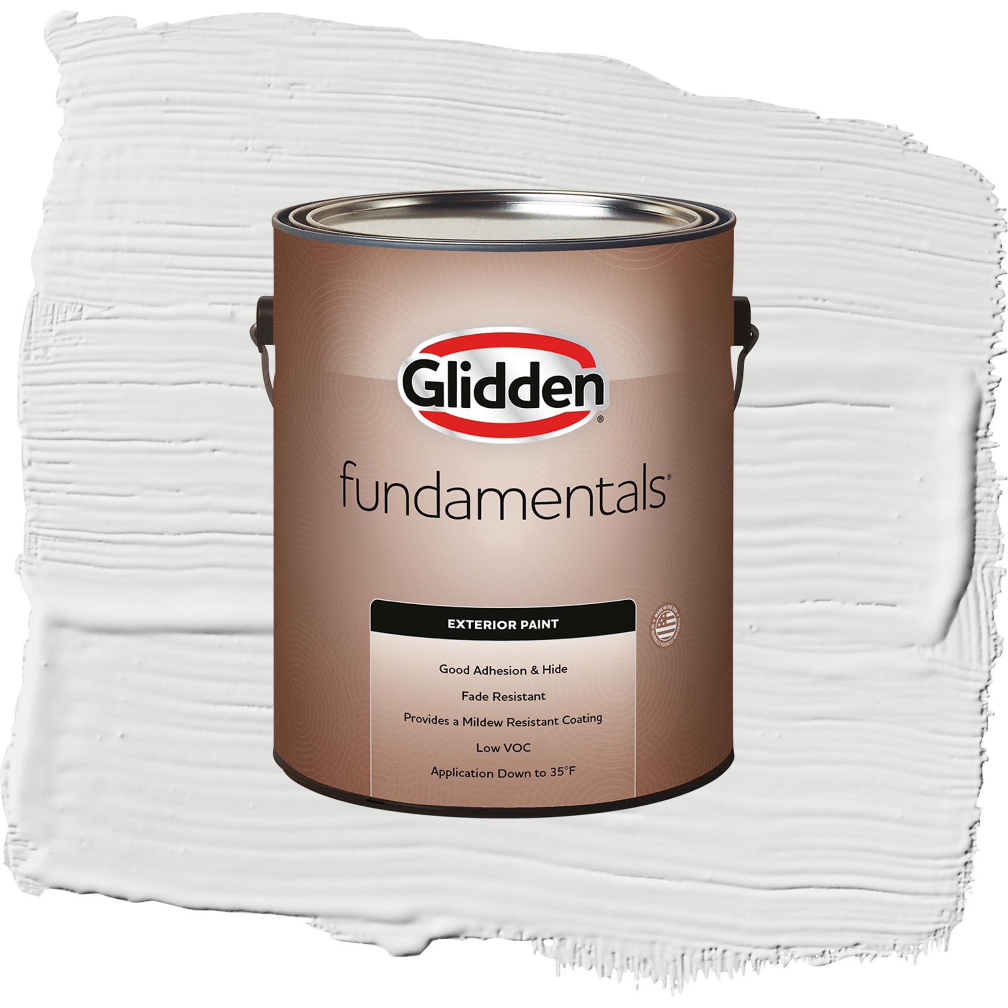 Glidden Fundamentals Aria / White Semi-Gloss Exterior Paint, 1 Gallon