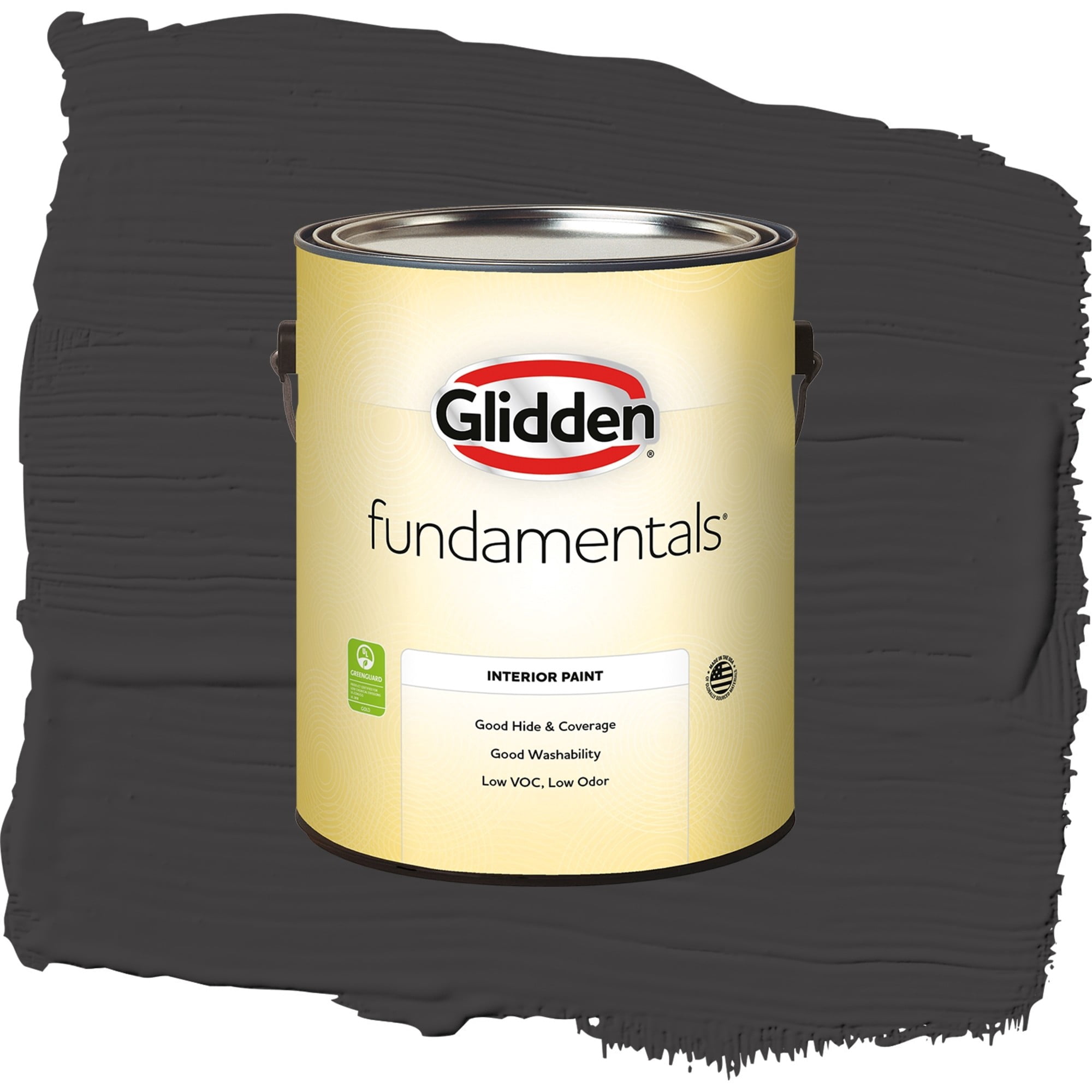 Glidden Fundamentals Black Magic / Black Semi-Gloss Interior Paint, 1 Gallon