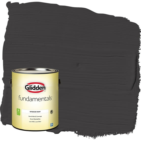 Glidden Fundamentals Black Magic / Black Semi-Gloss Interior Paint, 1 Gallon