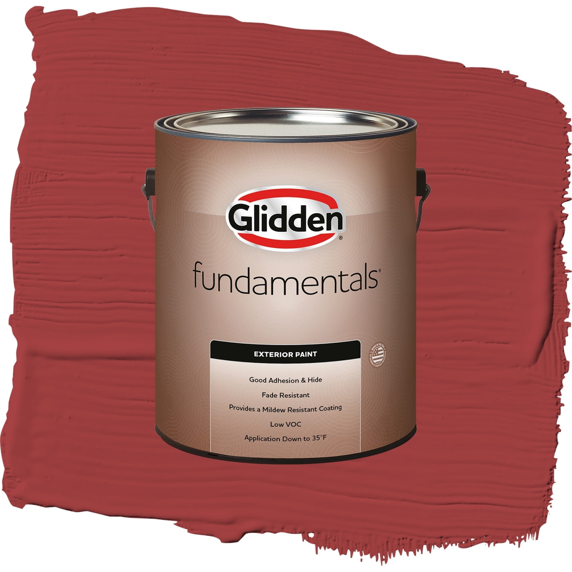 Glidden Fundamentals Blaze / Red, Semi-Gloss Exterior Paint, 1 Gallon