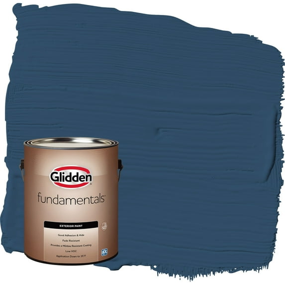 Glidden Fundamentals Blueberry Pie / Blue Semi-Gloss Exterior Paint, 1 Gallon