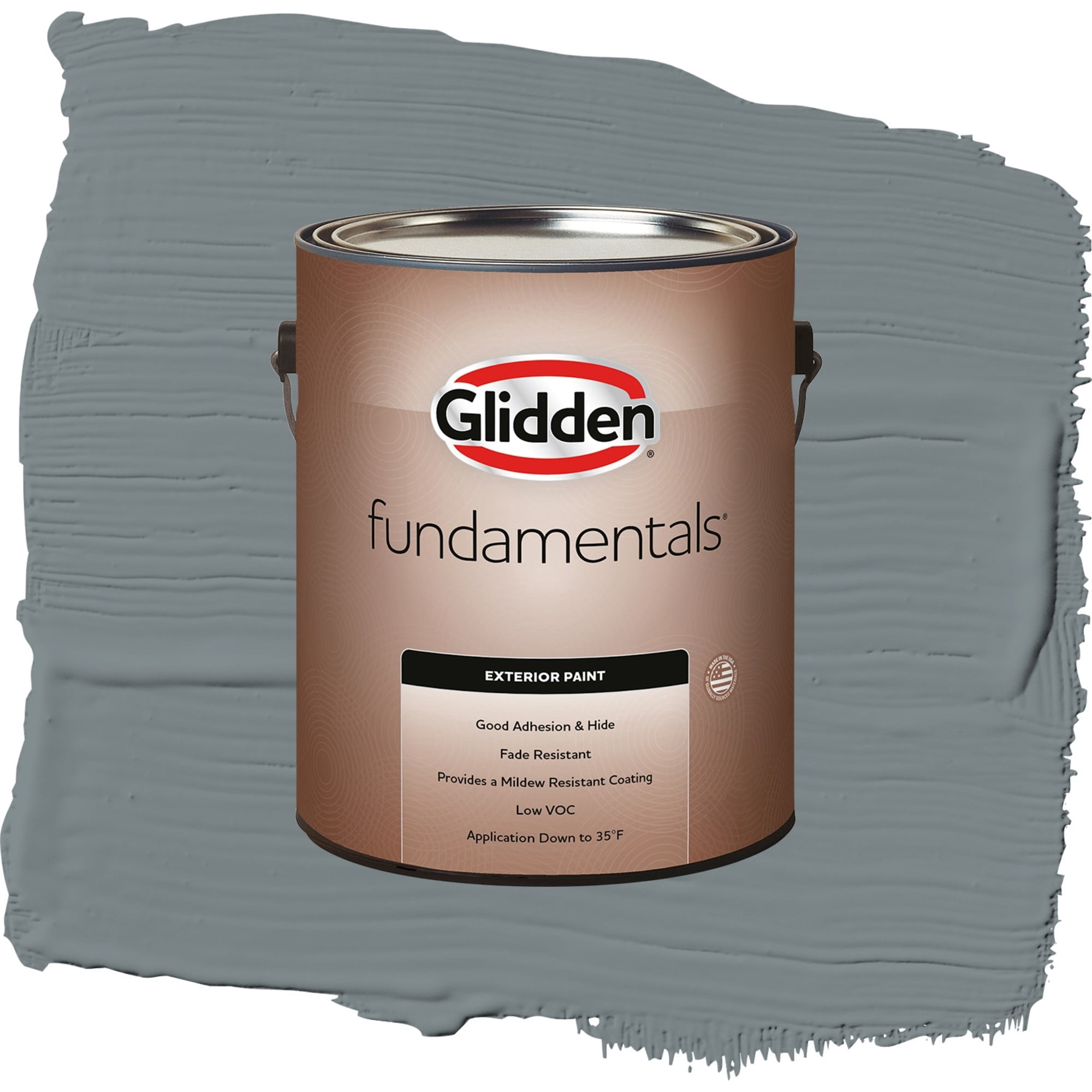 Glidden Fundamentals Garrison Gray / Grey, Semi-Gloss Exterior Paint, 1 Gallon