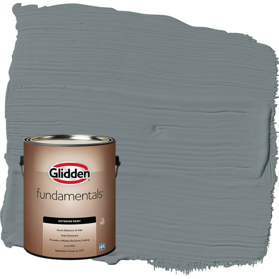 Glidden Fundamentals Garrison Gray / Grey Semi-Gloss Exterior Paint, 1 Gallon