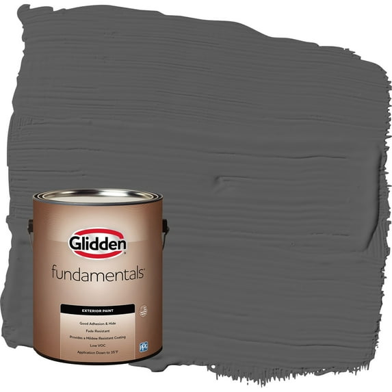 Glidden Fundamentals Knight's Armor / Gray Semi-Gloss Exterior Paint, 1 Gallon