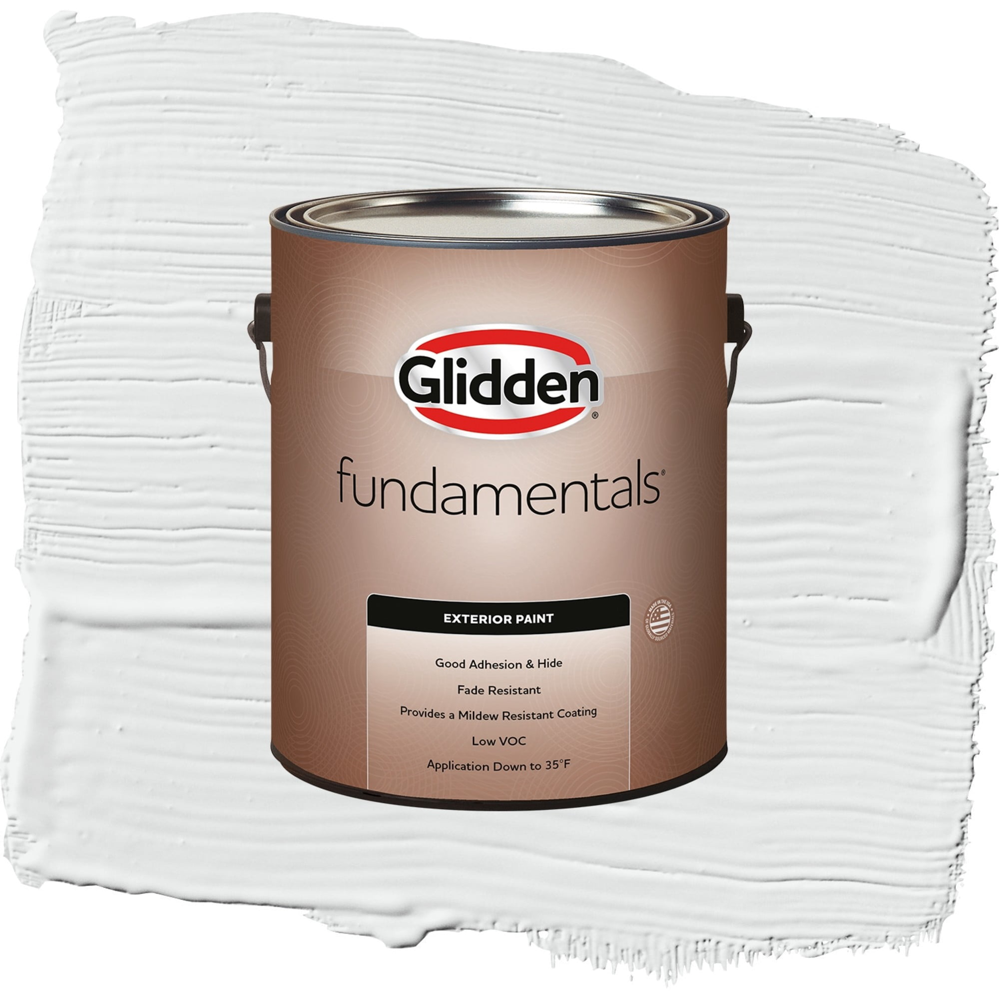 Glidden Fundamentals Radisson / White Semi-Gloss Exterior Paint, 1 Gallon