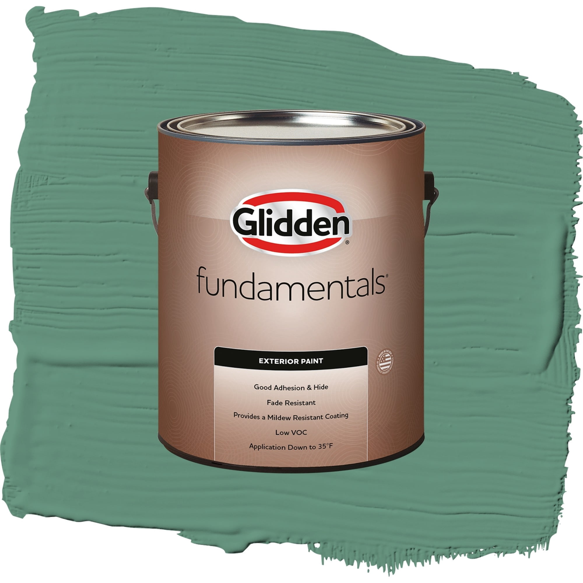 Glidden Fundamentals Sheffield / Green, Satin Exterior Paint, 1 Gallon