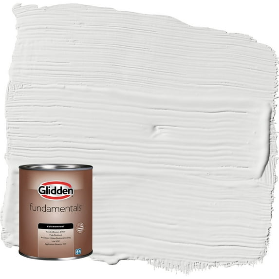 Glidden Fundamentals Aria / White Semi-Gloss Exterior Paint, 1 Quart