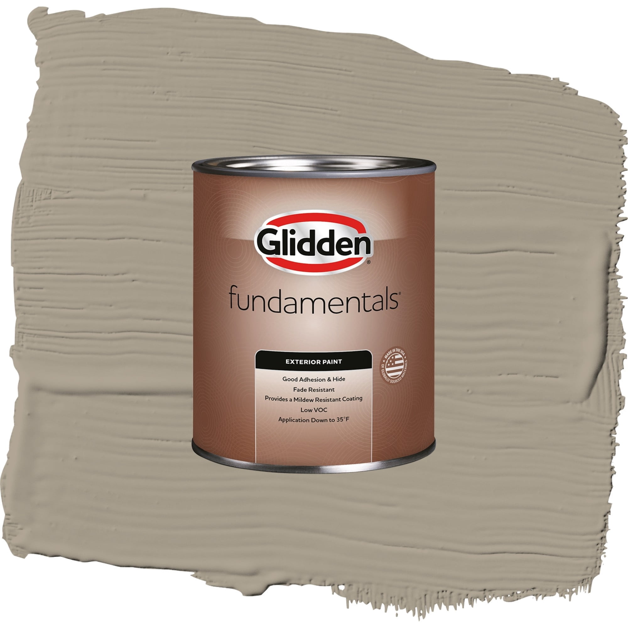 Glidden Fundamentals Stonehenge Greige / Gray, Semi-Gloss Exterior Paint, 1 Quart