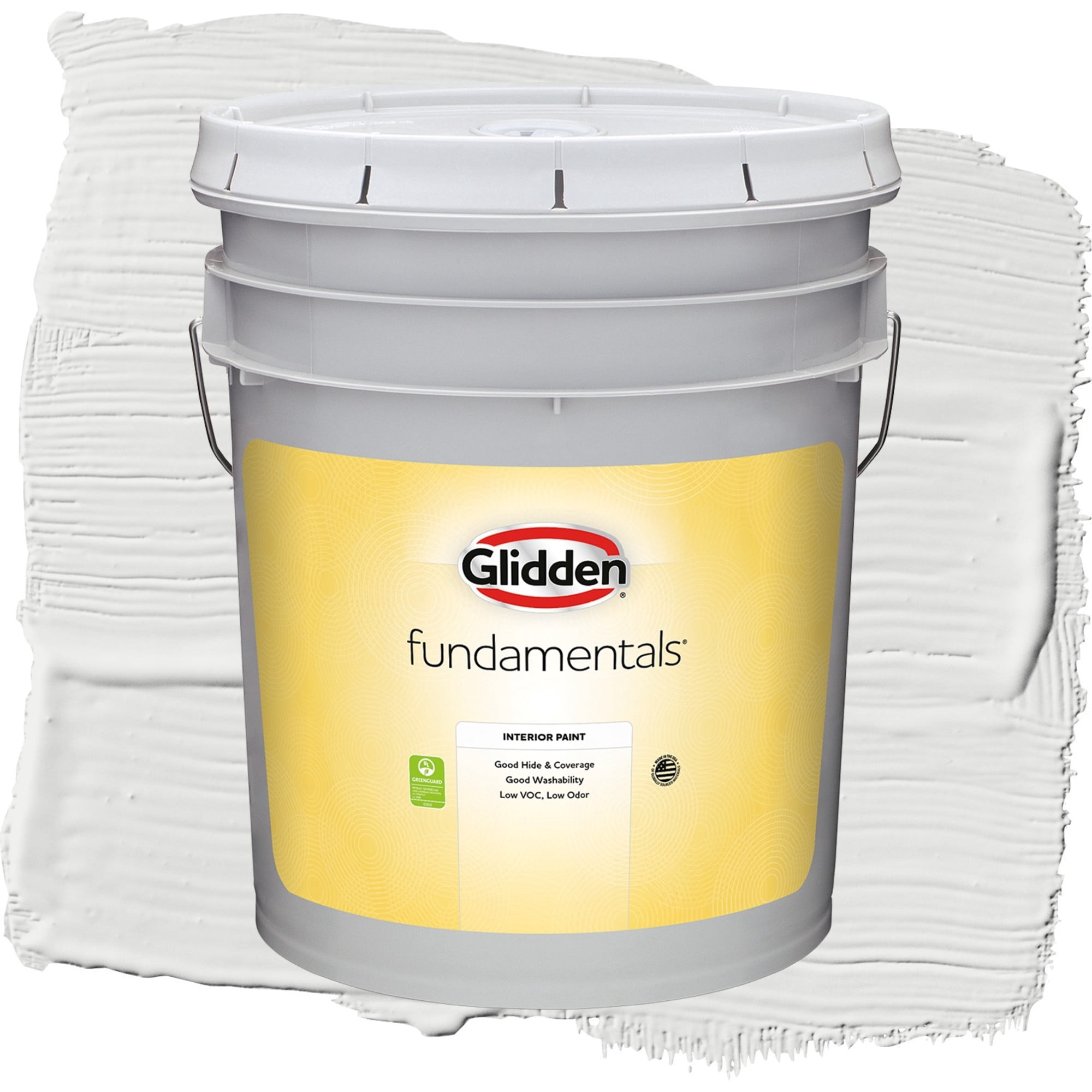 Glidden Fundamentals Aria / White Semi-Gloss Interior Paint, 5 Gallon