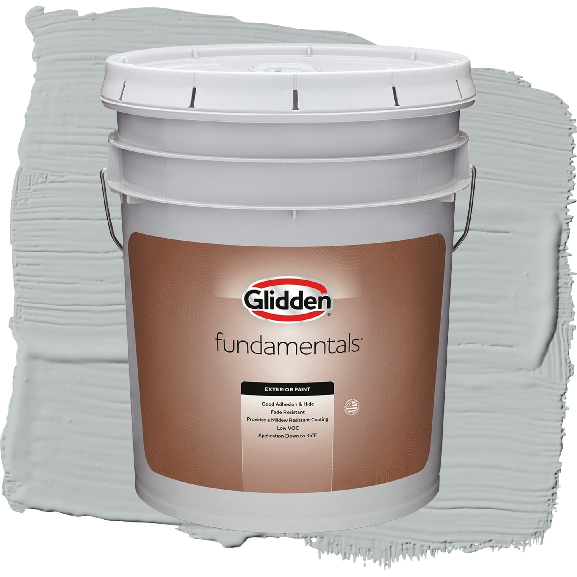 Glidden Fundamentals Maiden Mist / Gray, Semi-Gloss Exterior Paint, 5 Gallon
