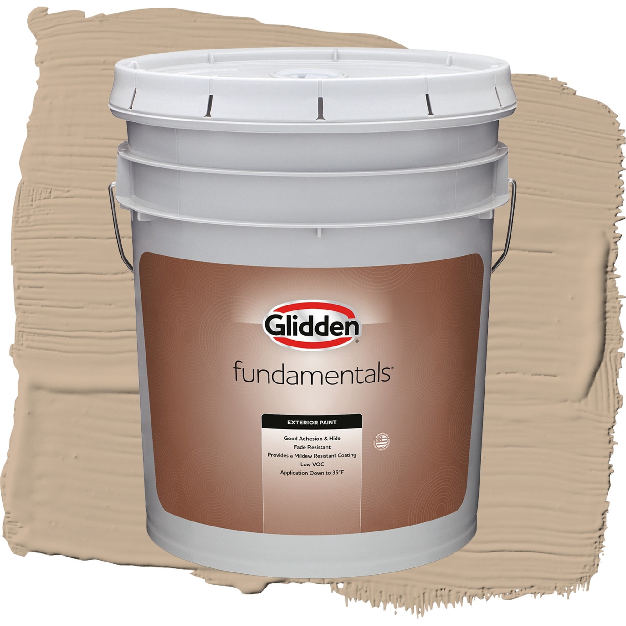Glidden Fundamentals Persuasion / Beige, Semi-Gloss Exterior Paint, 5 Gallon