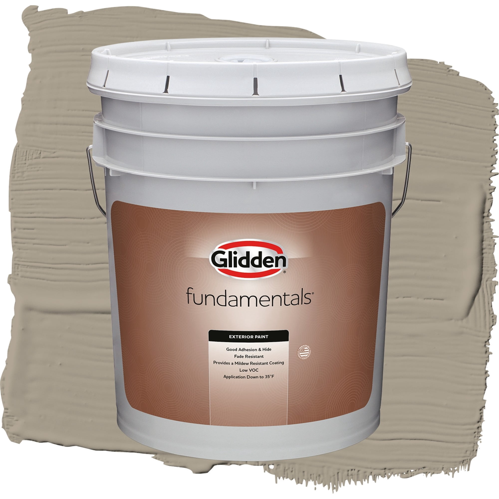 Glidden Fundamentals Stonehenge Greige / Gray, Semi-Gloss Exterior Paint, 5 Gallon