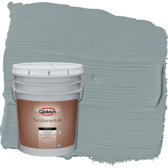 Glidden Fundamentals After the Storm / Gray Flat Exterior Paint, 5 Gallon