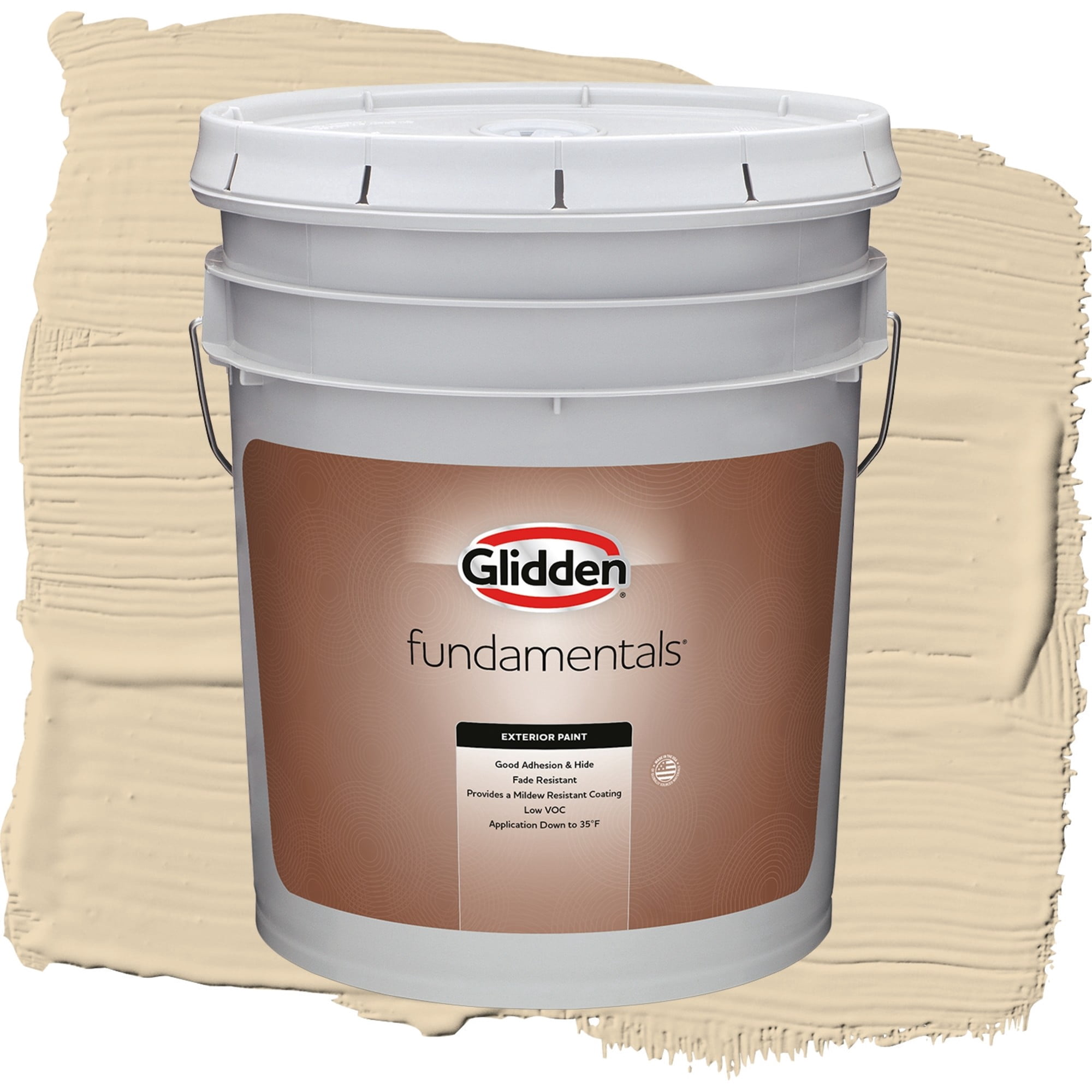 Glidden Fundamentals Almond Cream / Beige, Satin Exterior Paint, 5 Gallon