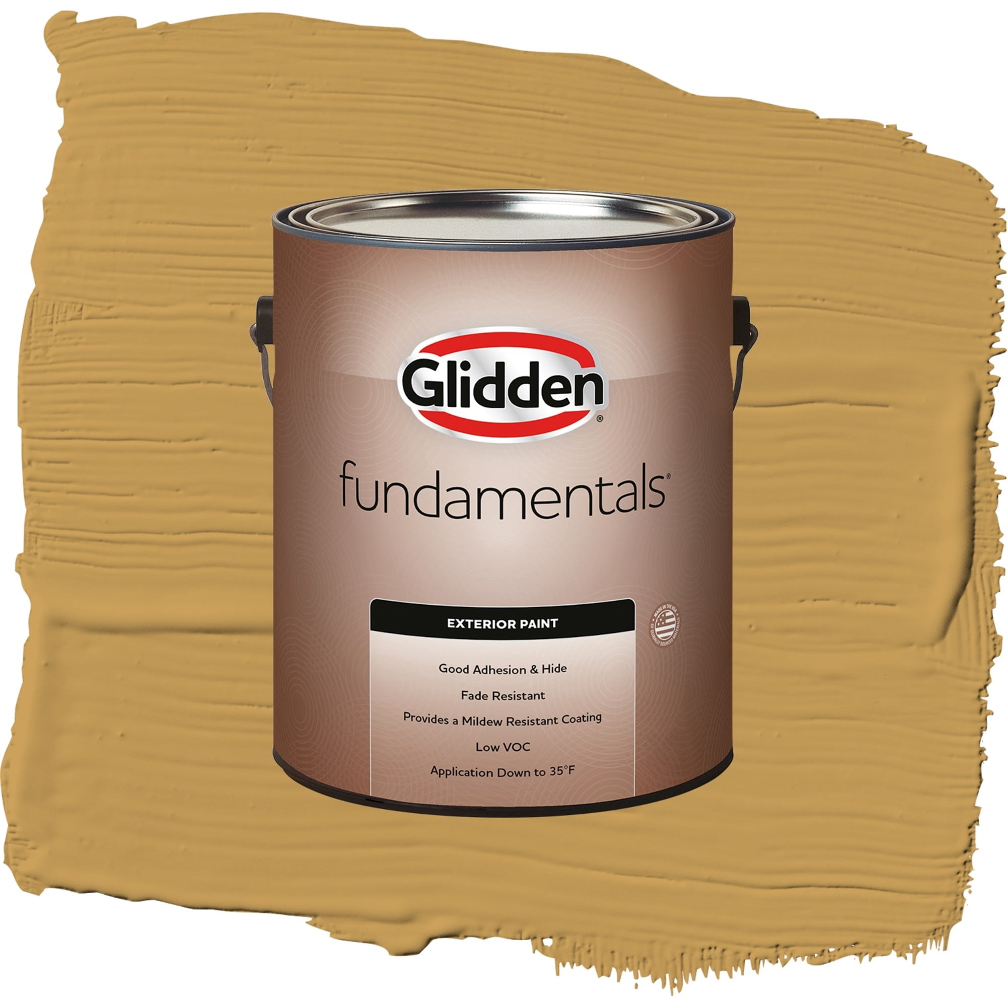 Glidden Fundamentals Amaretto Sours / Yellow, Flat Exterior Paint, 1 Gallon