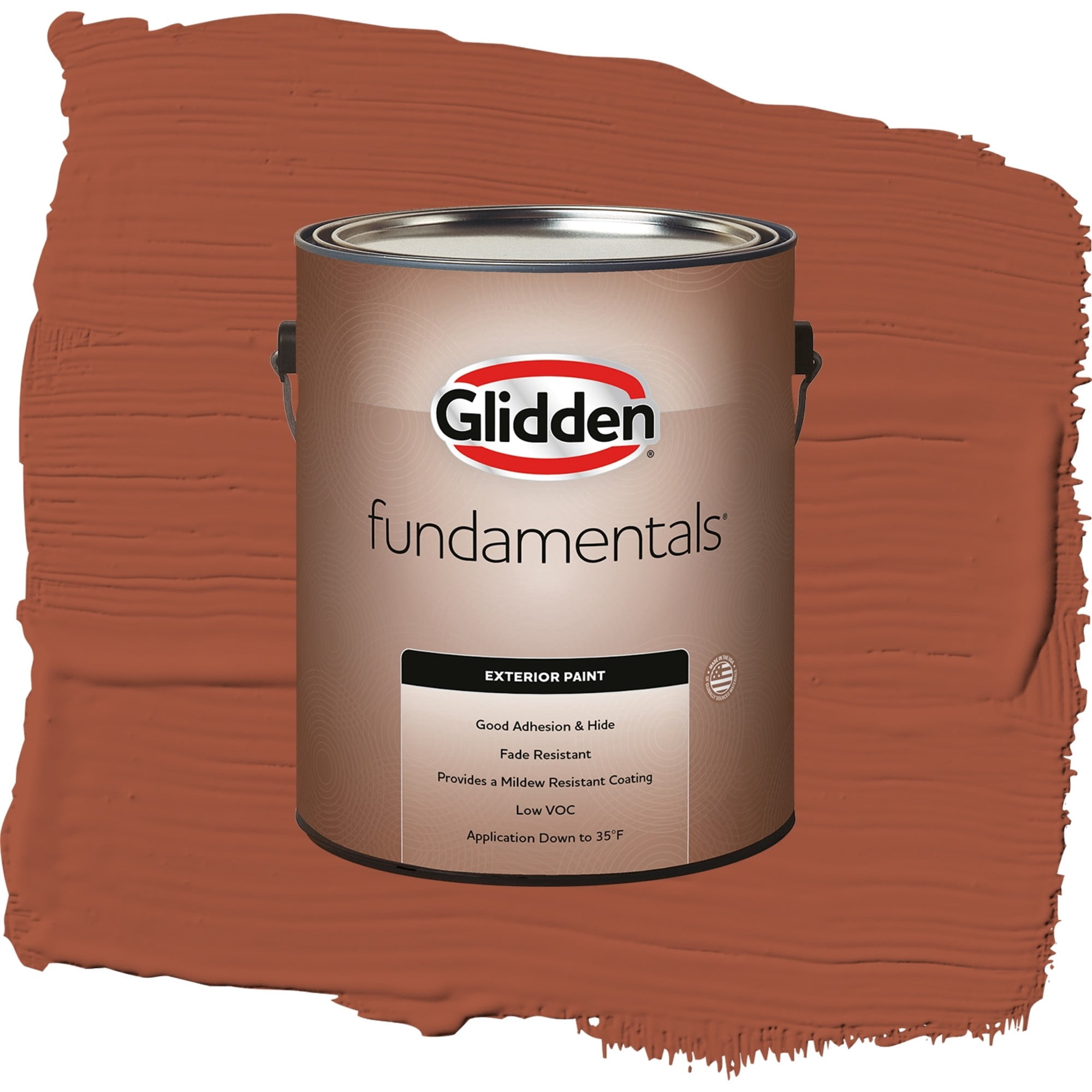 Glidden Fundamentals Ancient Copper Satin Exterior Paint and Primer, 1 Gallon