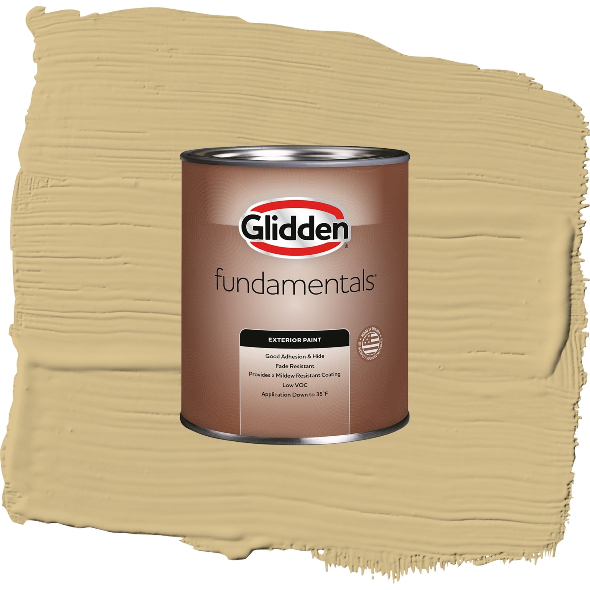 Glidden Fundamentals Appalachian Trail / Yellow, Flat Exterior Paint, 1 Quart