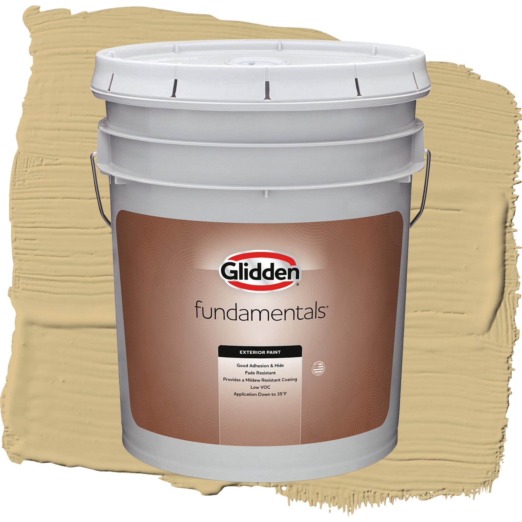 Glidden Fundamentals Appalachian Trail / Yellow, Satin Exterior Paint, 5 Gallon