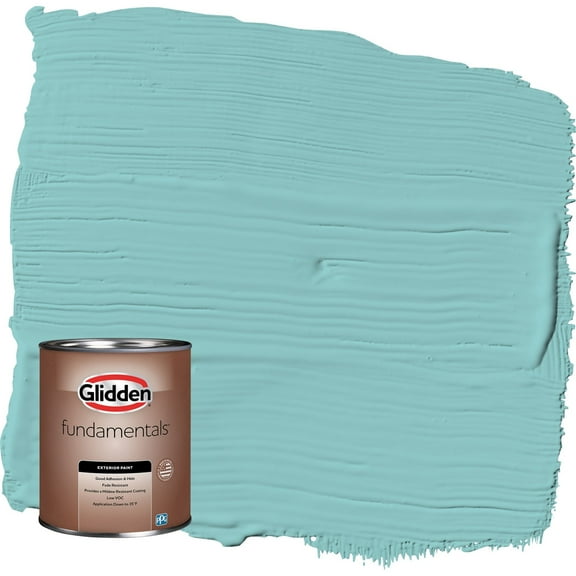 Glidden Fundamentals Aqua Fiesta / Blue Flat Exterior Paint, 1 Quart