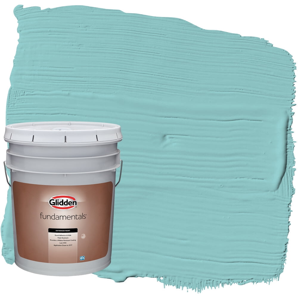 Glidden Fundamentals Exterior Paint Aqua Fiesta / Blue, Semi-Gloss, 5 Gallons