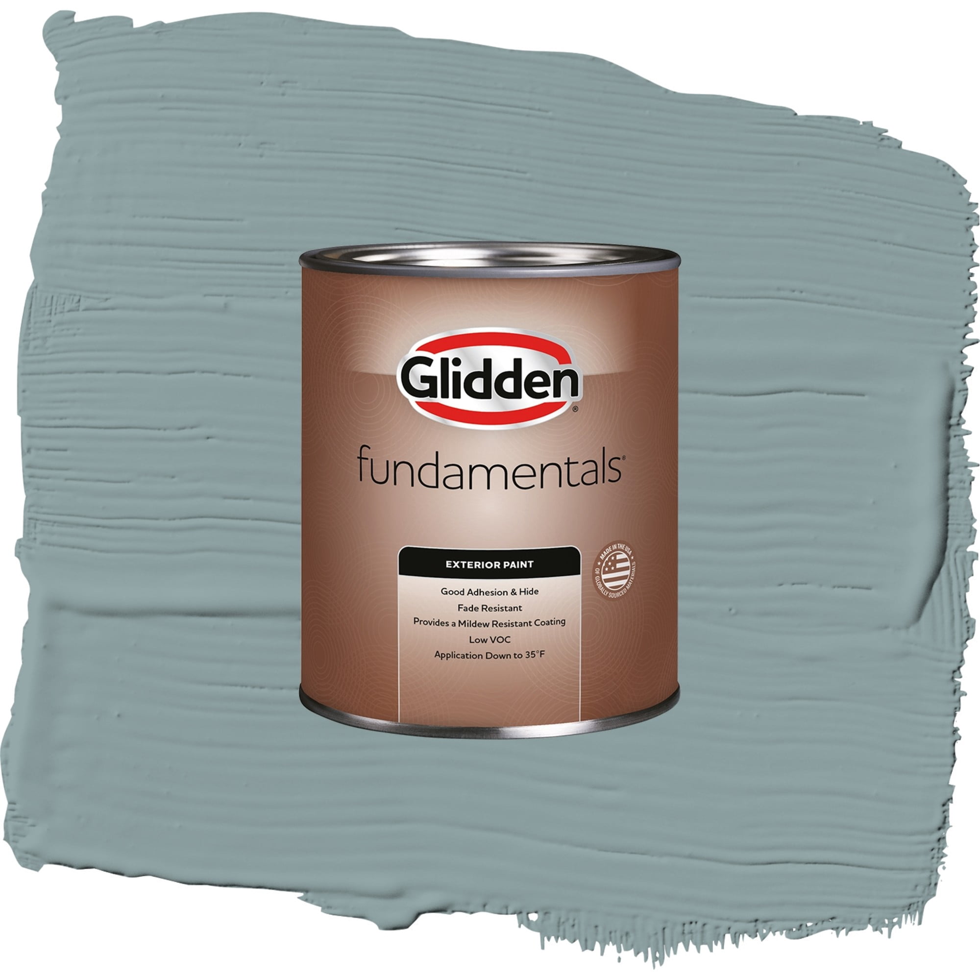 Glidden Fundamentals Aqua Smoke / Blue, Flat Exterior Paint, 1 Quart