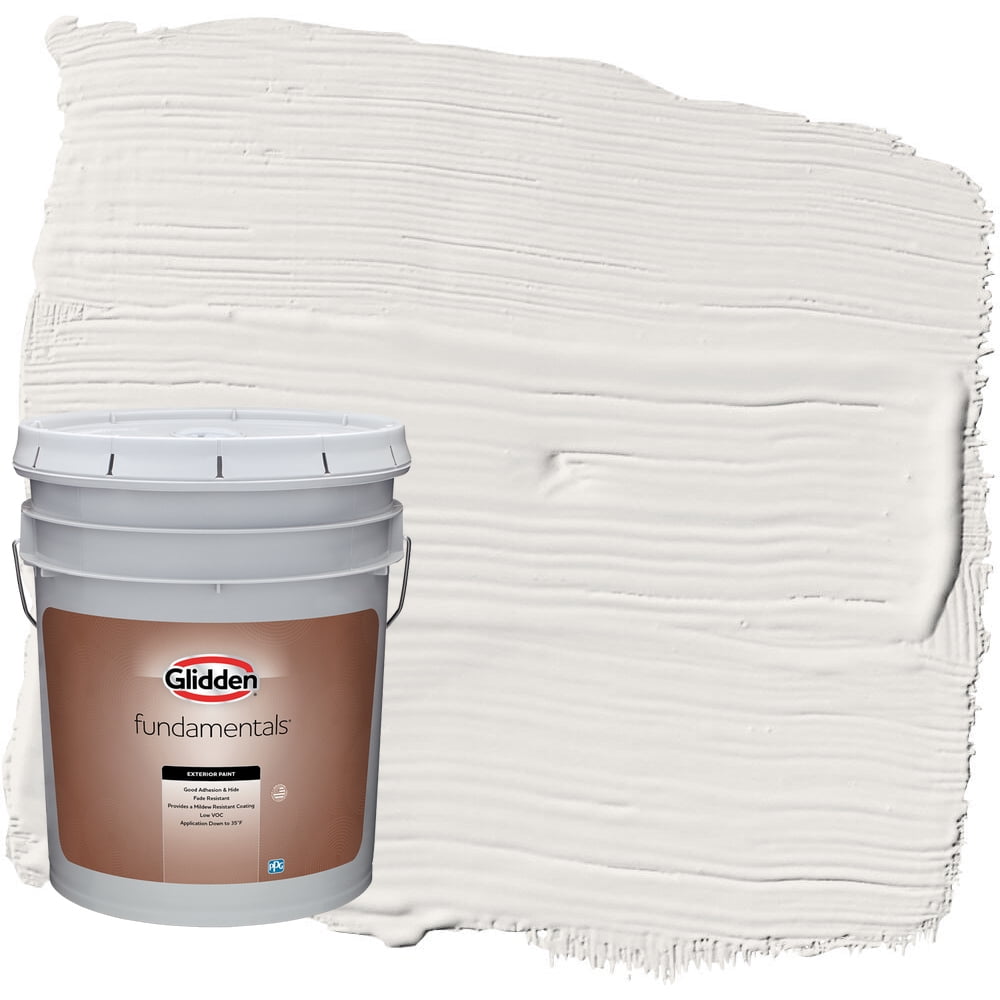 Glidden Fundamentals Arctic Cotton / White Semi-Gloss Exterior Paint, 5 Gallon