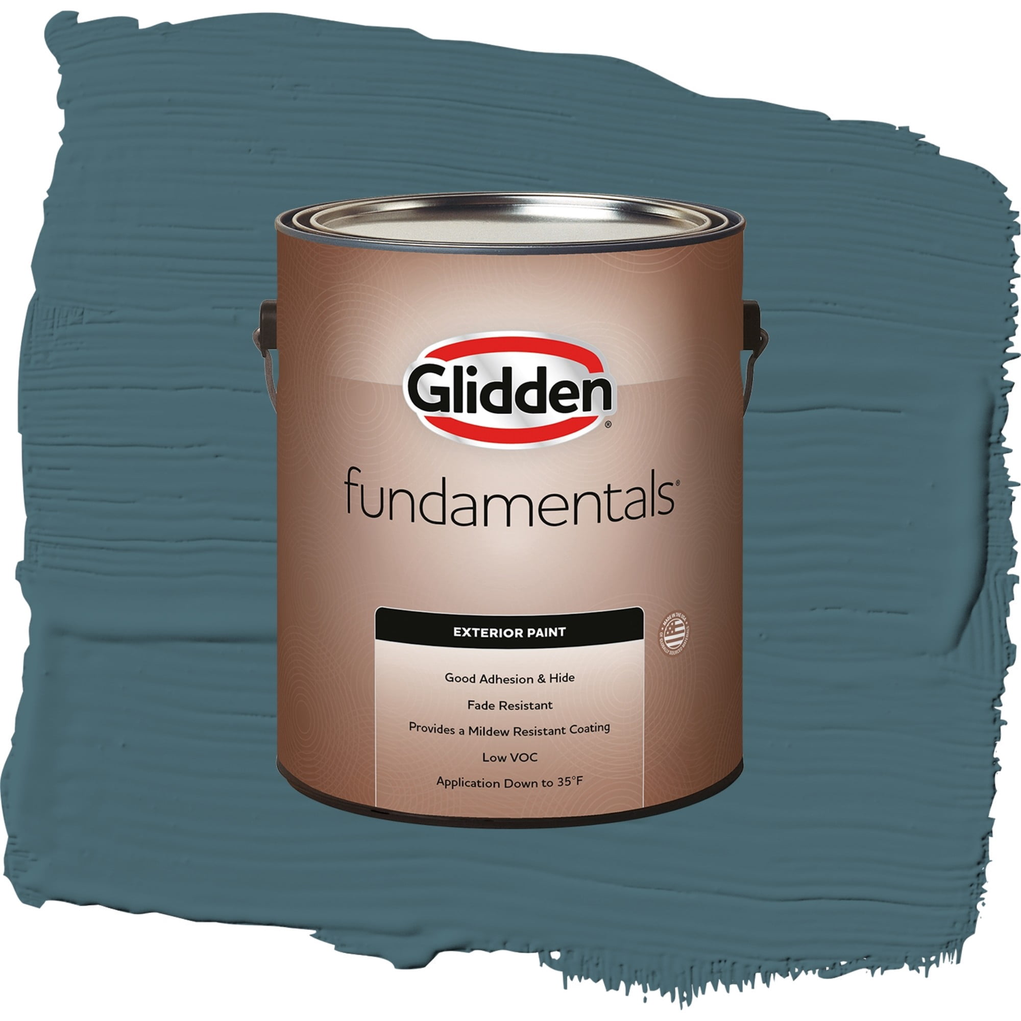 Glidden Fundamentals Azalea Leaf / Blue, Flat Exterior Paint, 1 Gallon