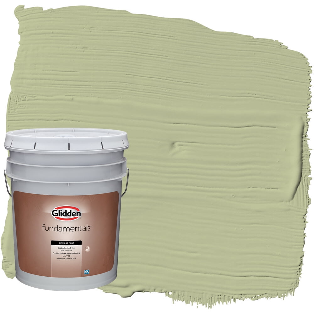 Glidden Fundamentals Bahia Grass / Green Flat Exterior Paint, 5 Gallon