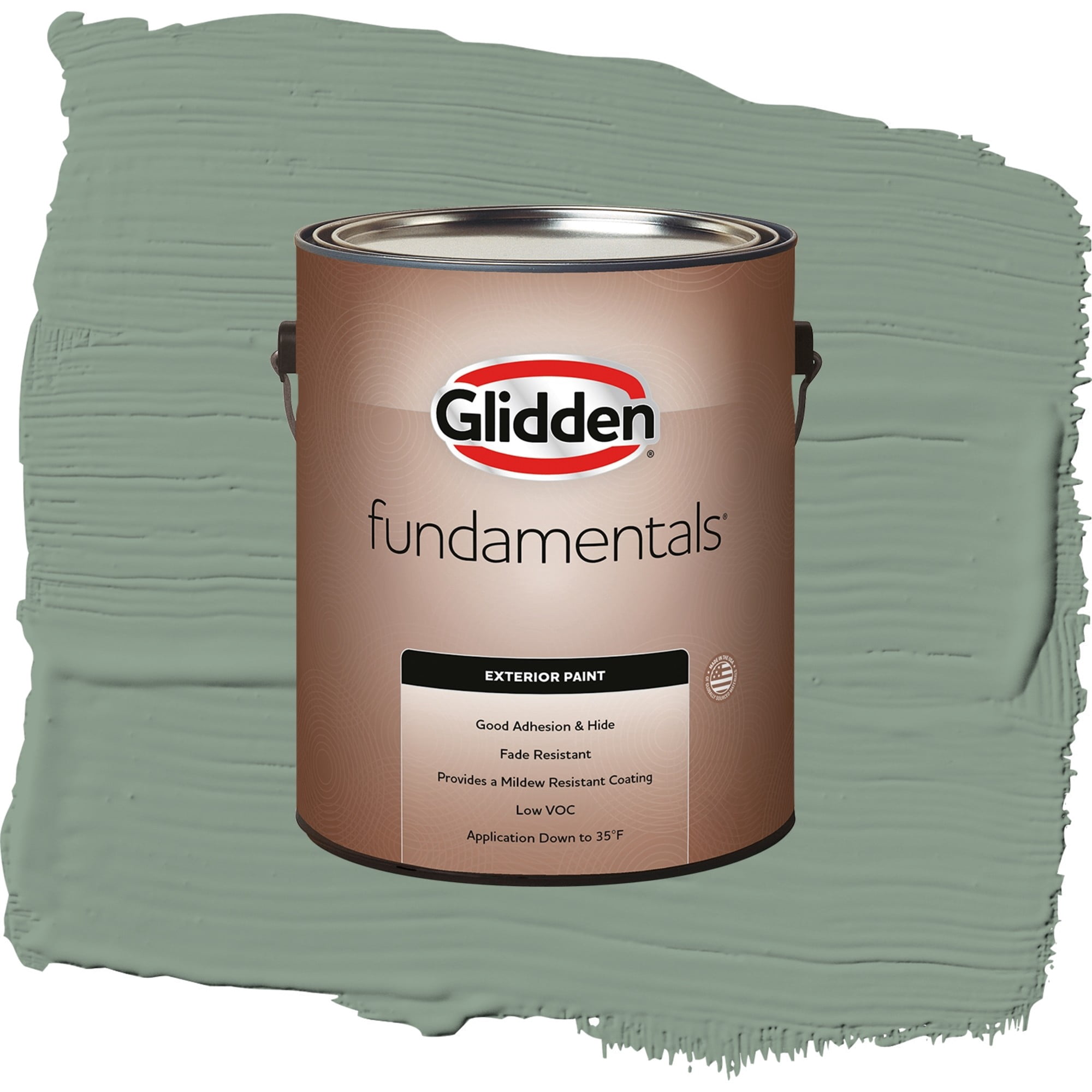 Glidden Fundamentals Birch Forest / Green, Flat Exterior Paint, 1 Gallon