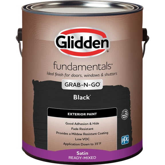 Glidden Fundamentals Grab-N-Go Black Satin Exterior Paint, 1 Gallon