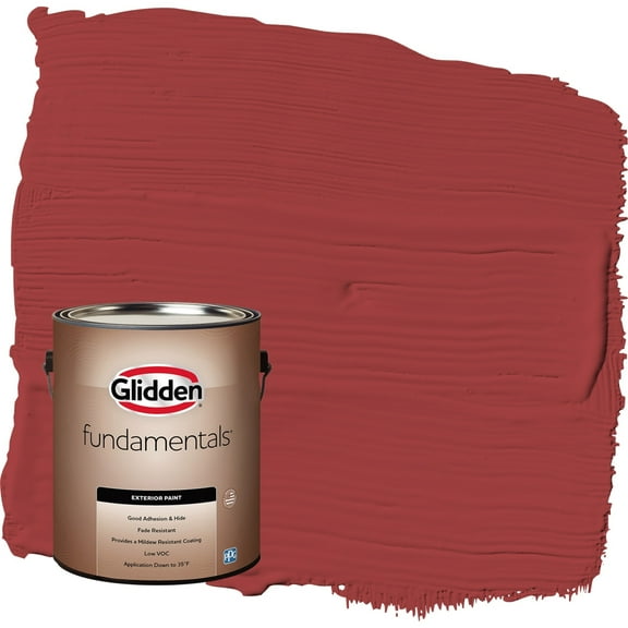 Glidden Fundamentals Blaze / Red Flat Exterior Paint, 1 Gallon