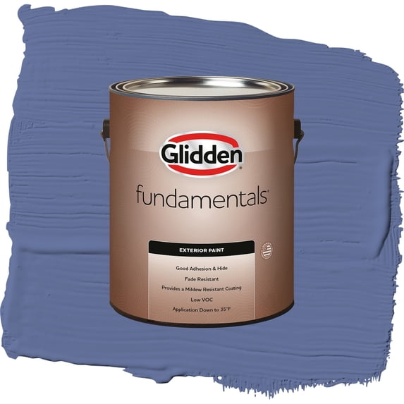 Glidden Fundamentals Blueberry Patch / Blue, Flat Exterior Paint, 1 Gallon