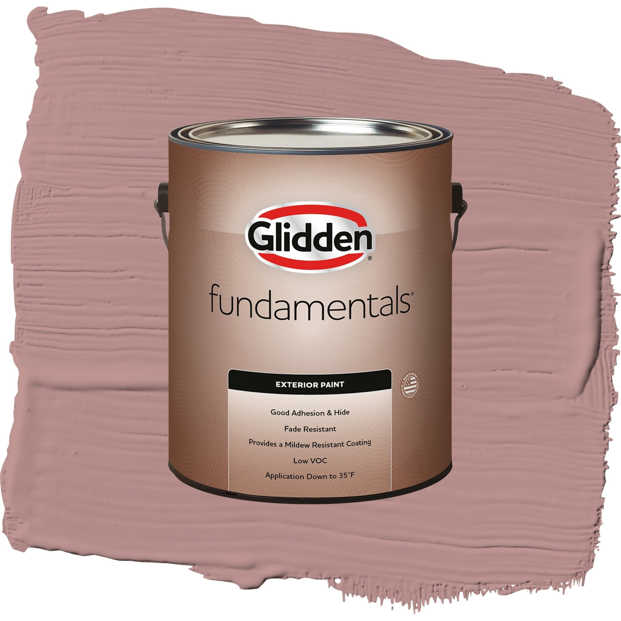 Glidden Fundamentals Brandy Snaps / Red, Satin Exterior Paint, 1 Gallon
