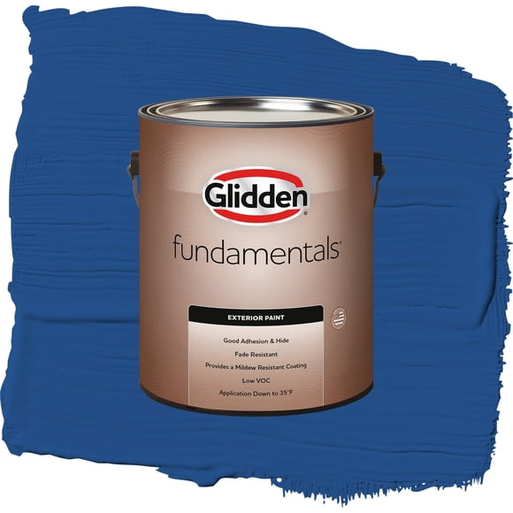 Glidden Fundamentals Brilliant Blue / Blue, Flat Exterior Paint, 1 Gallon