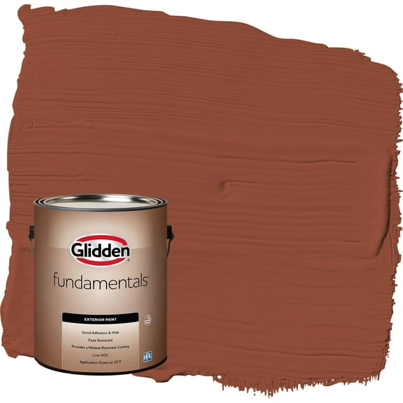 Glidden Fundamentals Burled Redwood / Brown Flat Exterior Paint, 1 Gallon