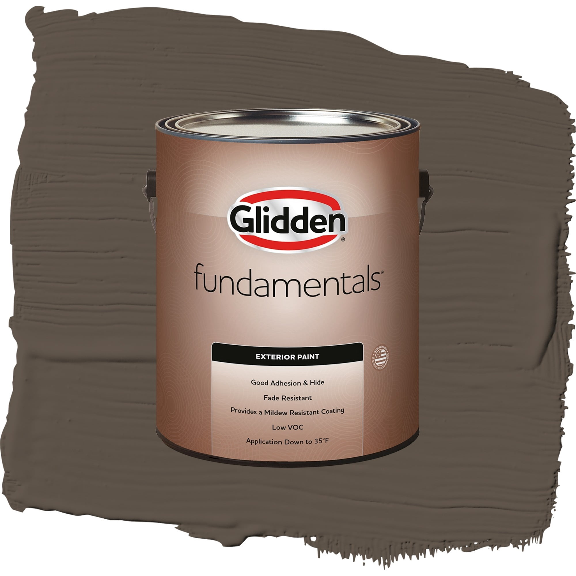 Glidden Fundamentals Cabin Fever / Brown, Flat Exterior Paint, 1 Gallon