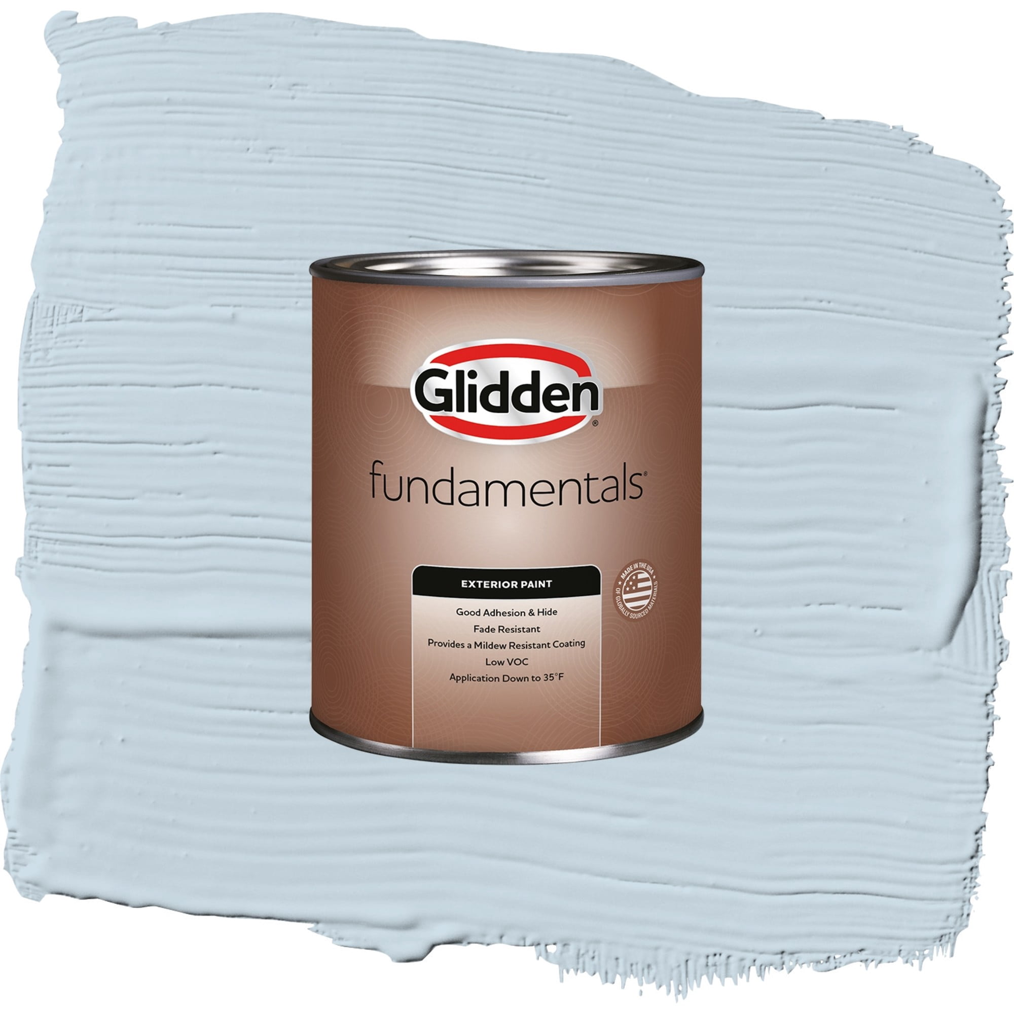 Glidden Fundamentals Calm Sea Flat Exterior Paint and Primer, 1 Quart