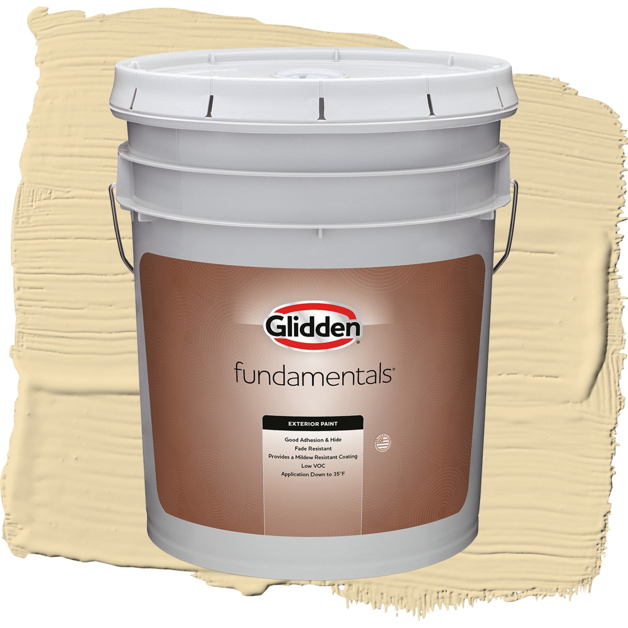 Glidden Fundamentals Caramelized Pears / Yellow, Satin Exterior Paint, 5 Gallon