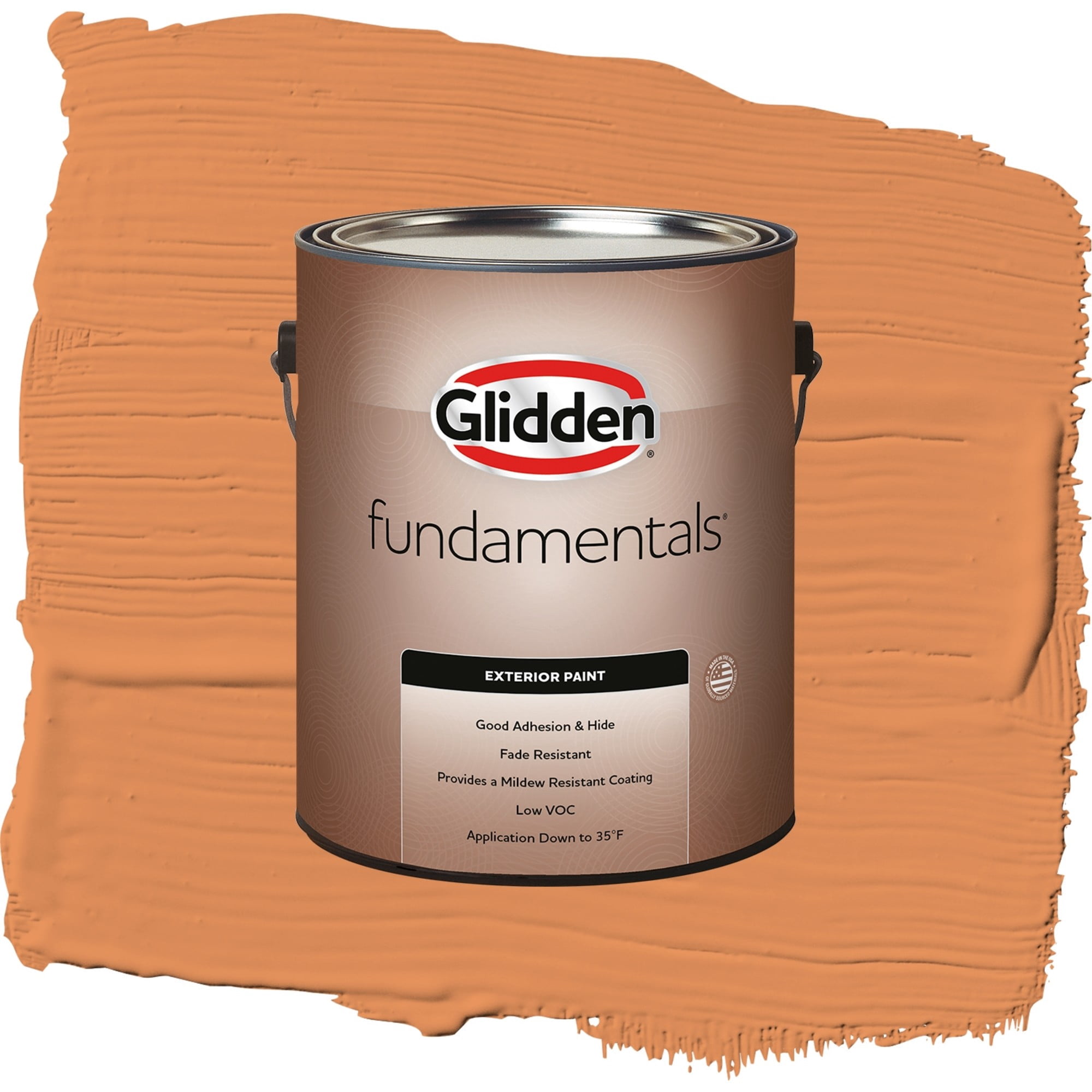 Glidden Fundamentals Carrot Cake / Orange, Flat Exterior Paint, 1 Gallon