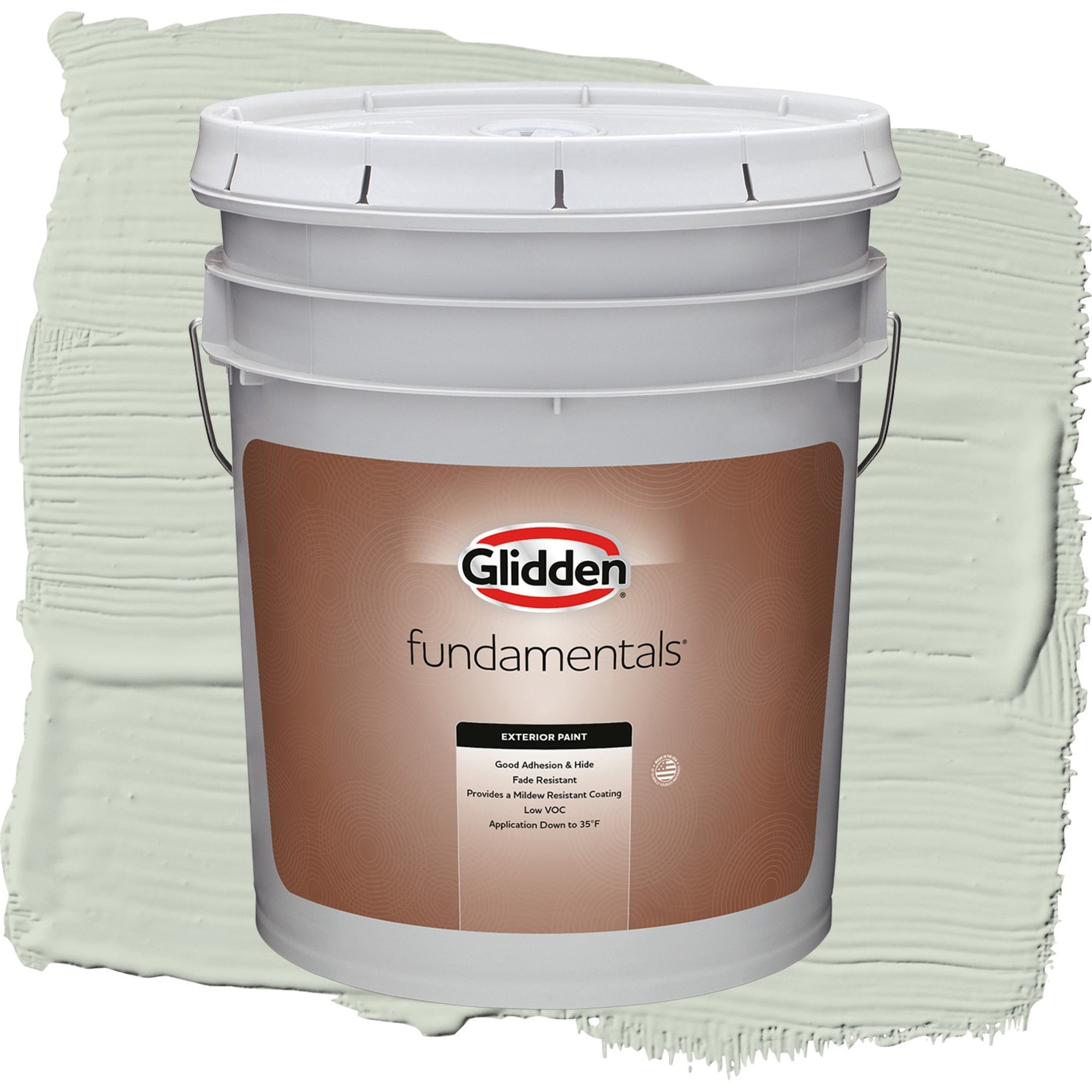 Glidden Fundamentals Castaway / Green, Flat Exterior Paint, 5 Gallon