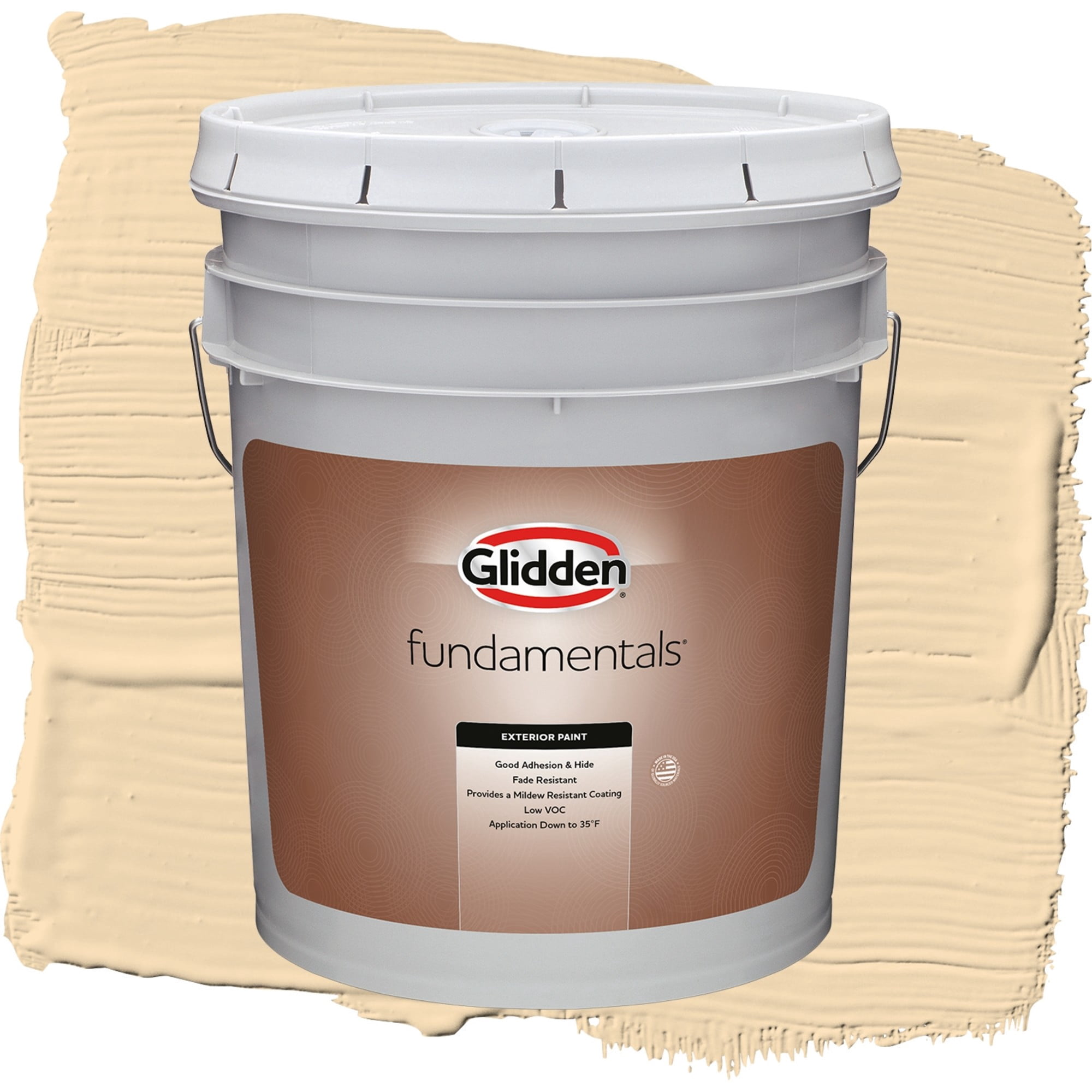 Glidden Fundamentals Chai Tea Latte / Yellow, Flat Exterior Paint, 5 Gallon